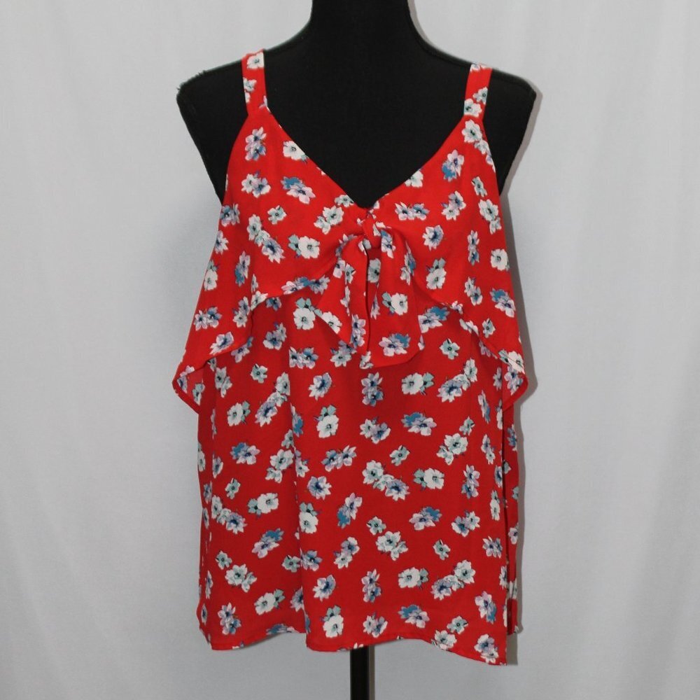 Blue Rain Strappy Red, White and Blue Floral Top